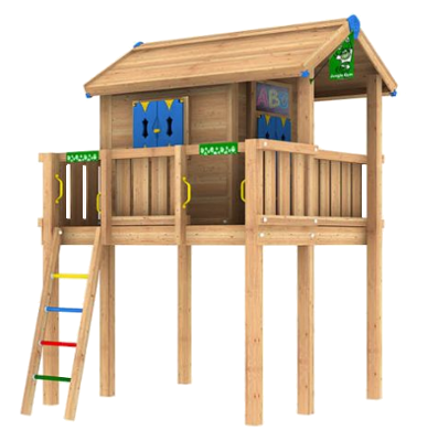 Wooden Playhouses with Slide - Jungle Playhouse XL